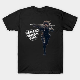 Cyberpunk Badass Gamer Sniper Girl T-Shirt